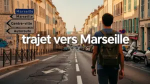 Vue urbaine Marseille voyageur panneau directions