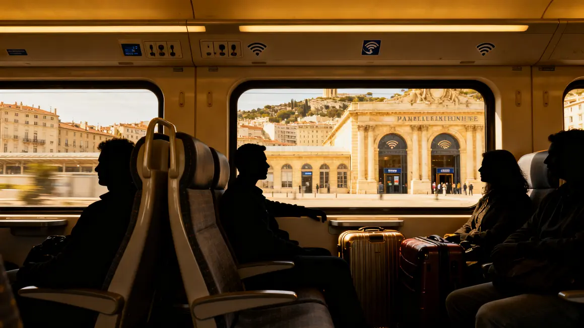 Intérieur de train moderne vers Marseille gare