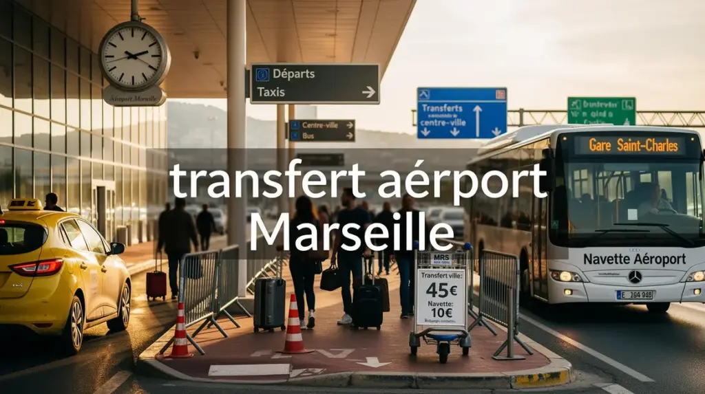 transfert aeroport Marseille depart avec taxi bus et voyageurs