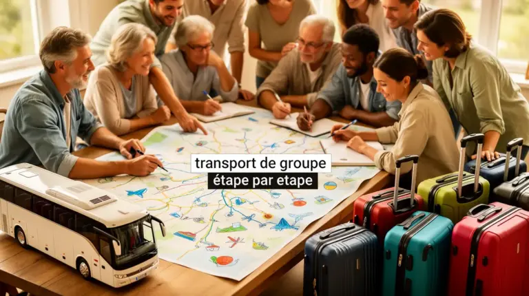 organisation transport de groupe carte bus valises