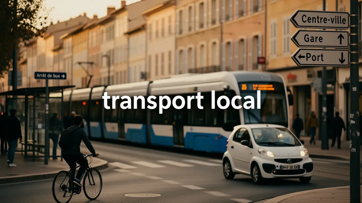 Scène transport local Aix-Marseille bus tramway vélo voiture