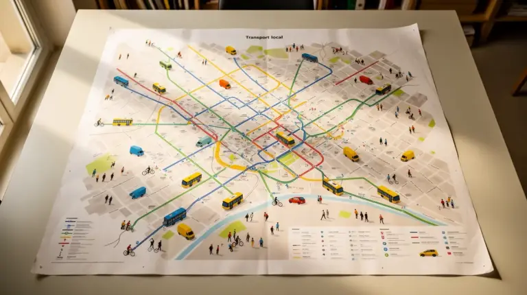 Illustration carte transport local Aix Marseille bus tram vélo fourgon