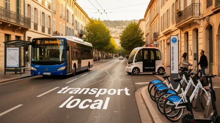 Zone urbaine Aix ou Marseille avec transports divers
