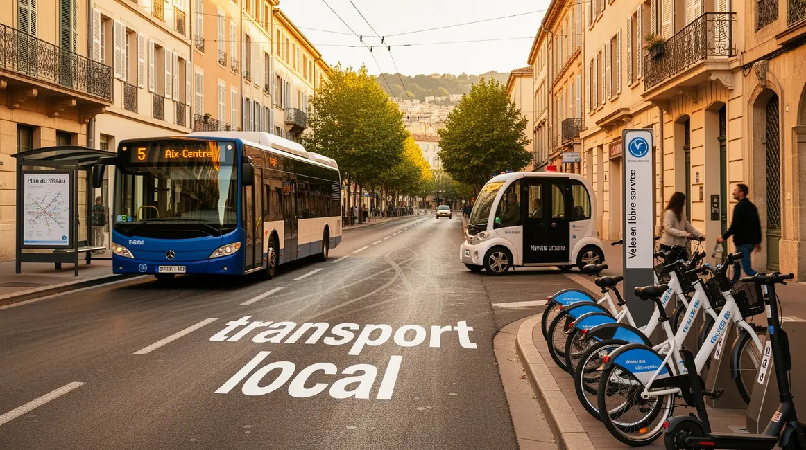 Zone urbaine Aix ou Marseille avec transports divers