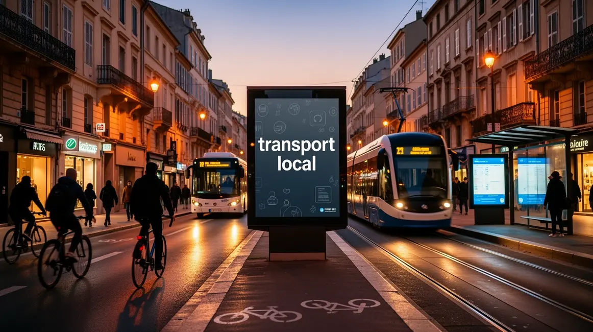 transport local avenue Marseille Aix bus tram vélo crépuscule