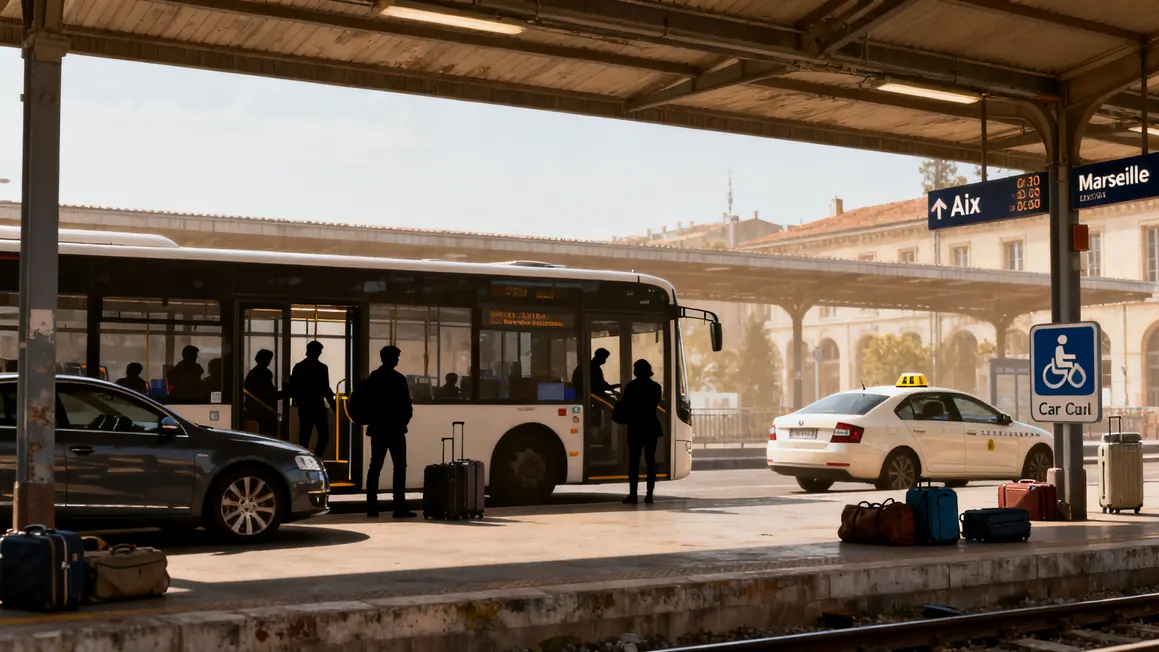 Moyens de transport gare Aix TGV navette taxi covoiturage