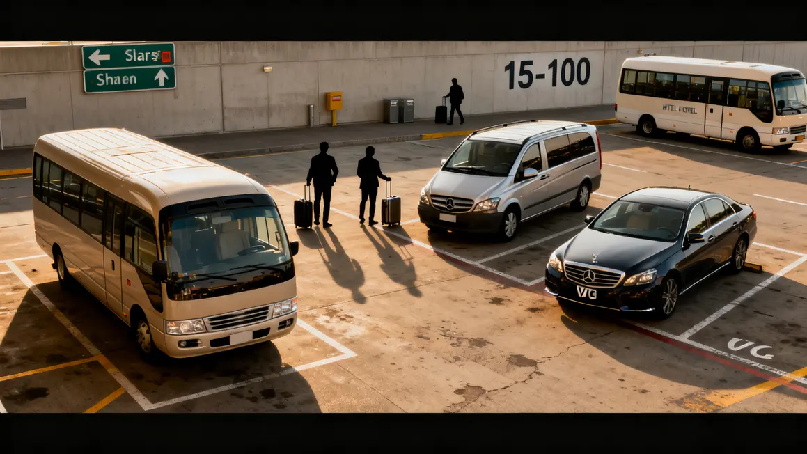 quatre types de navettes aeroport sur parking