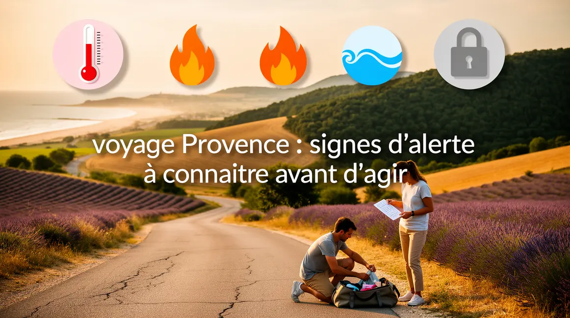 Paysage Provence pictogrammes alertes voyage sécurité