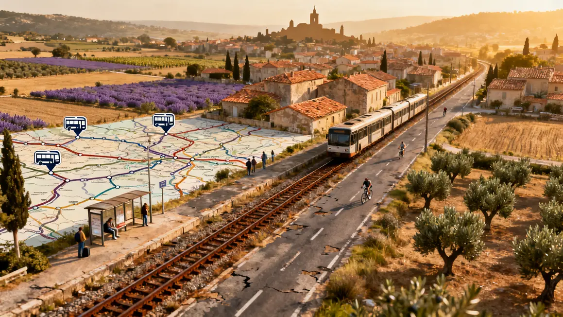 Plan transports Provence, villes connectées bus train