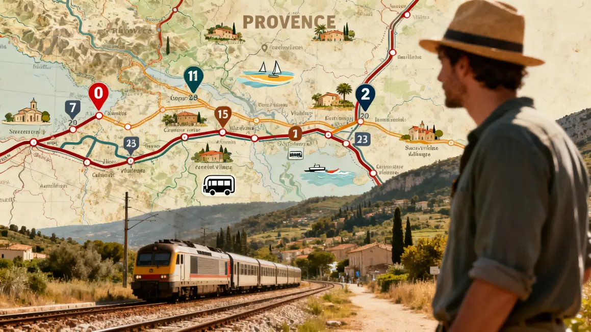 Carte zones Provence accessibles sans voiture train bus