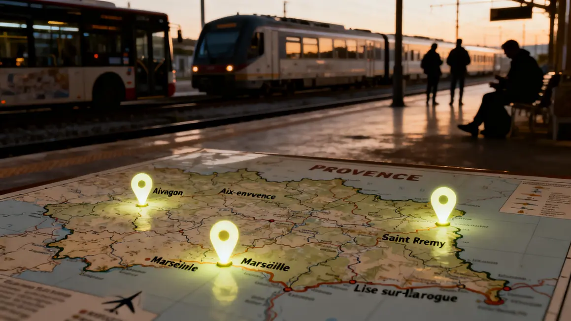 Carte Provence villes accessibles bus train