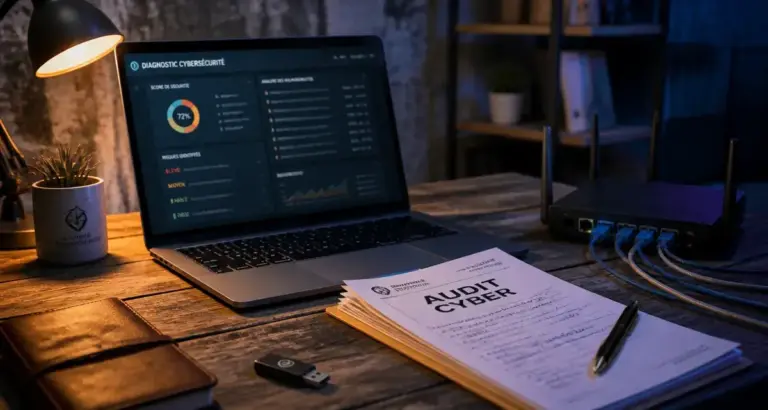 Cybersécurité Marseille : audit cyber sur laptop et routeur
