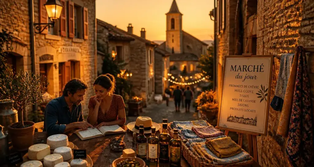 Que faire dans le luberon aujourd’hui : marché provençal dans un village de Provence
