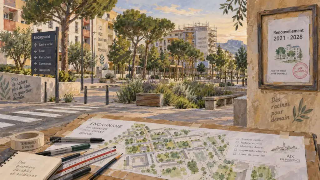 Encagnane aix en provence : transformation quartier prioritaire, travaux 2021–2028