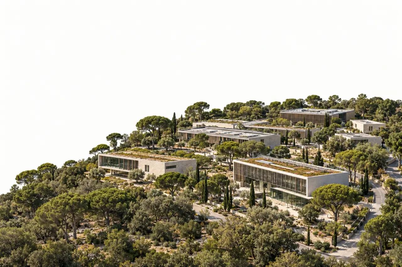 Vue du Technopôle de l’environnement Arbois Méditerranée à Aix-en-Provence