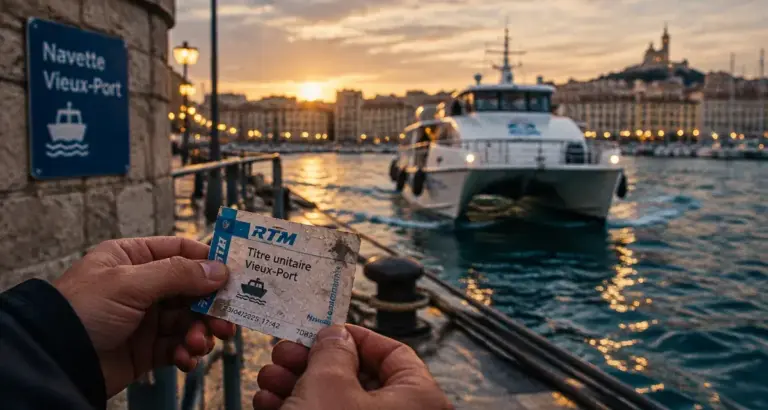 Navette pointe rouge vieux port, ticket RTM à bord