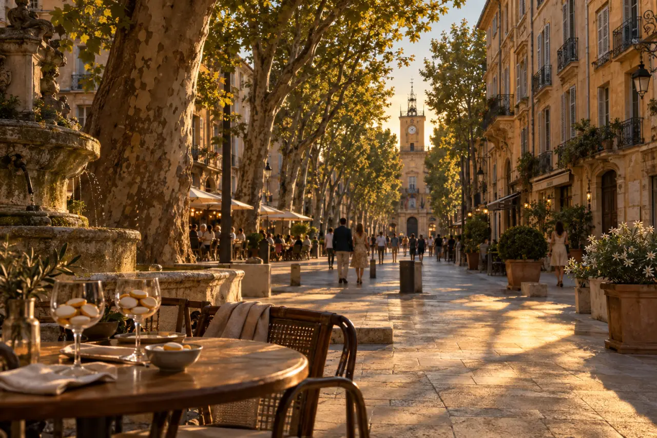 Visite aix en provence sur le Cours Mirabeau, fontaine et vieille ville