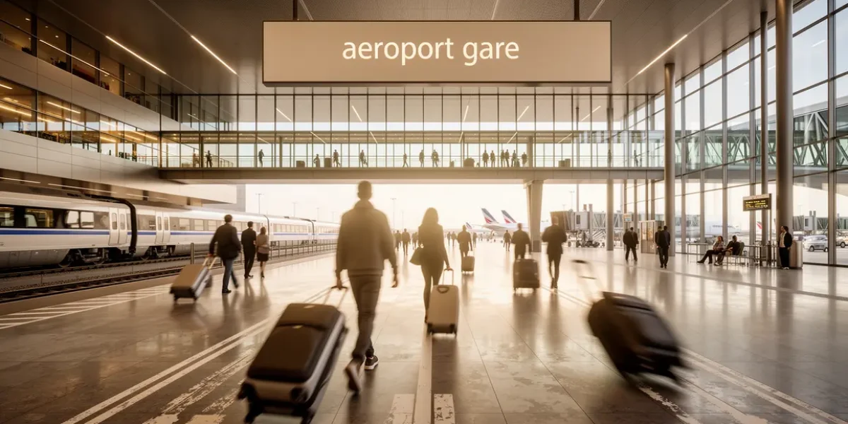 Vue moderne aeroport gare transfert passagers
