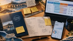 Agence stratégie digitale Marseille : livrables et stratégie multicanale sur une table de travail