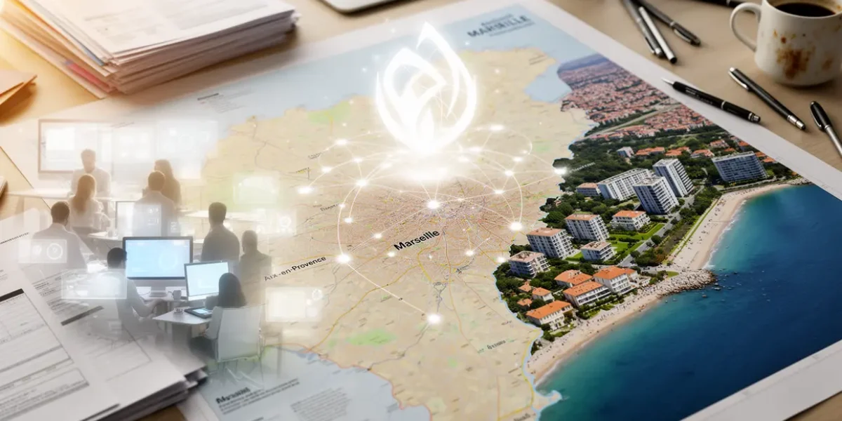 Carte Aix-Marseille auto entrepreneur silhouettes et ville