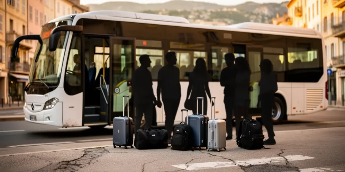 Photo navette blancs passagers bagages spécifiques navette