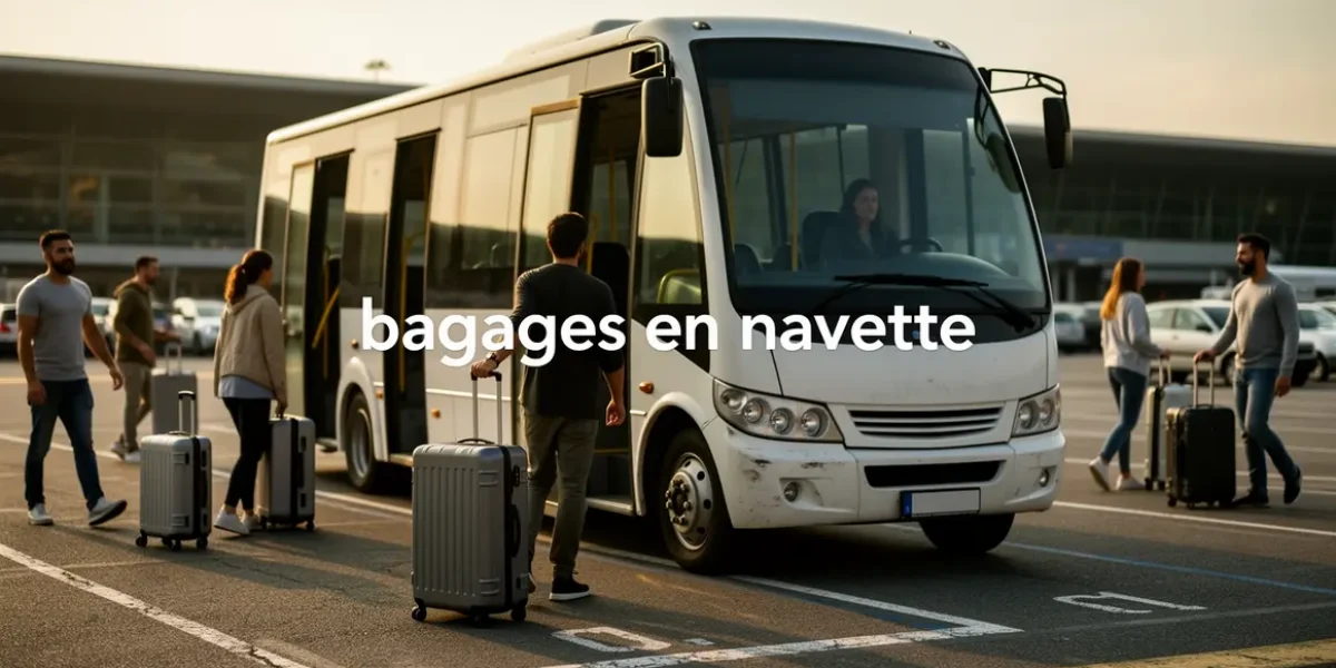 bagages en navette parking aeroport silhouettes valises