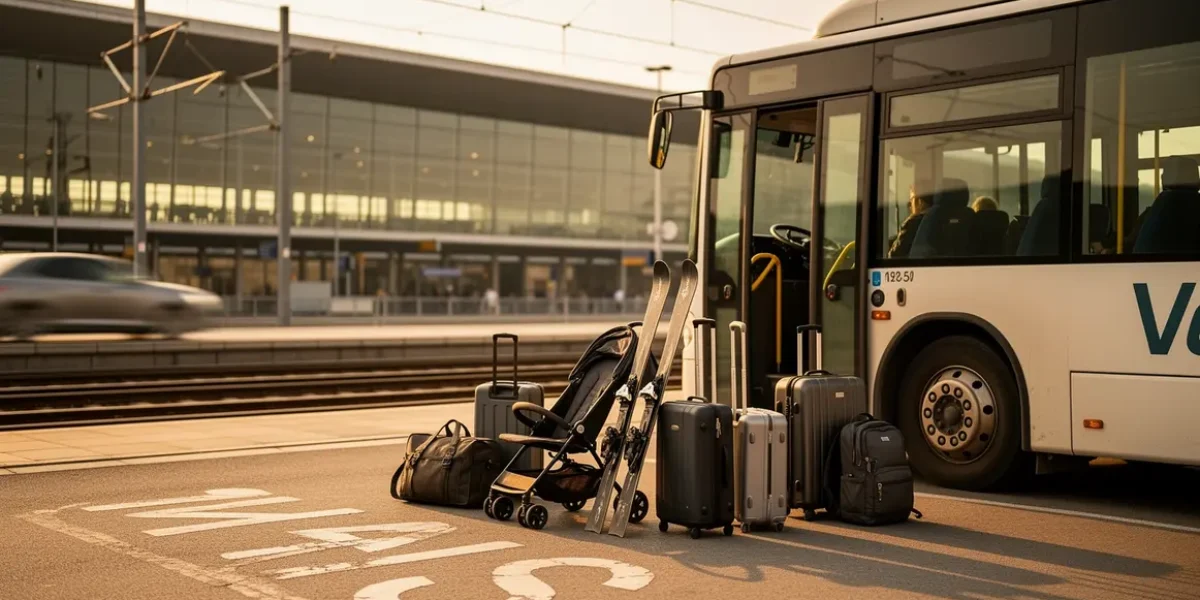 Navette collective voyageurs valises bagages Aix Marseille