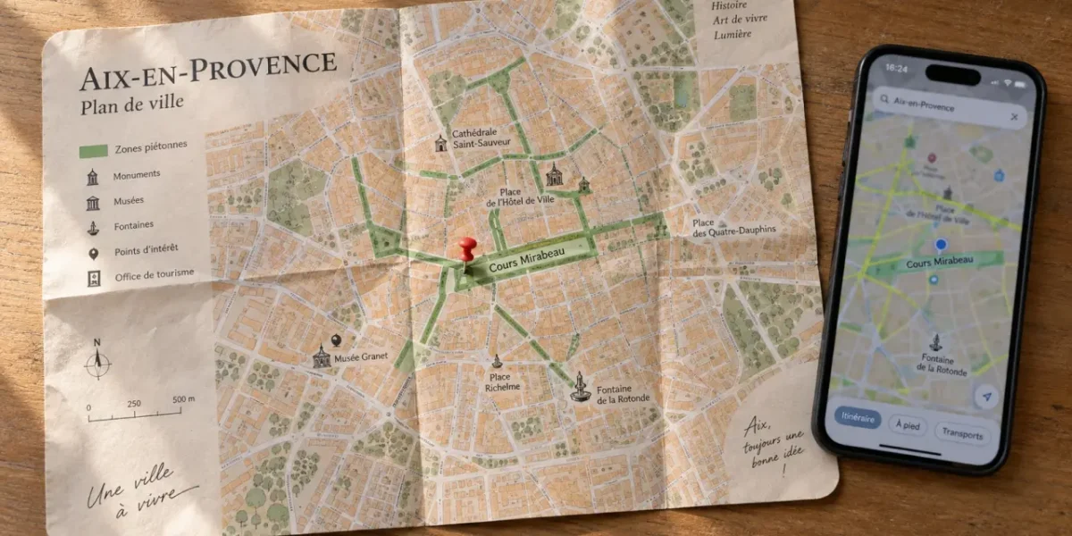 carte aix en provence montrant centre historique et quartiers