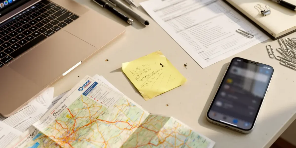 bureau moderne avec documents et post-it comment choisir déplacement professionnel