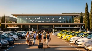 Grande gare Aix TGV moderne, parking et navette