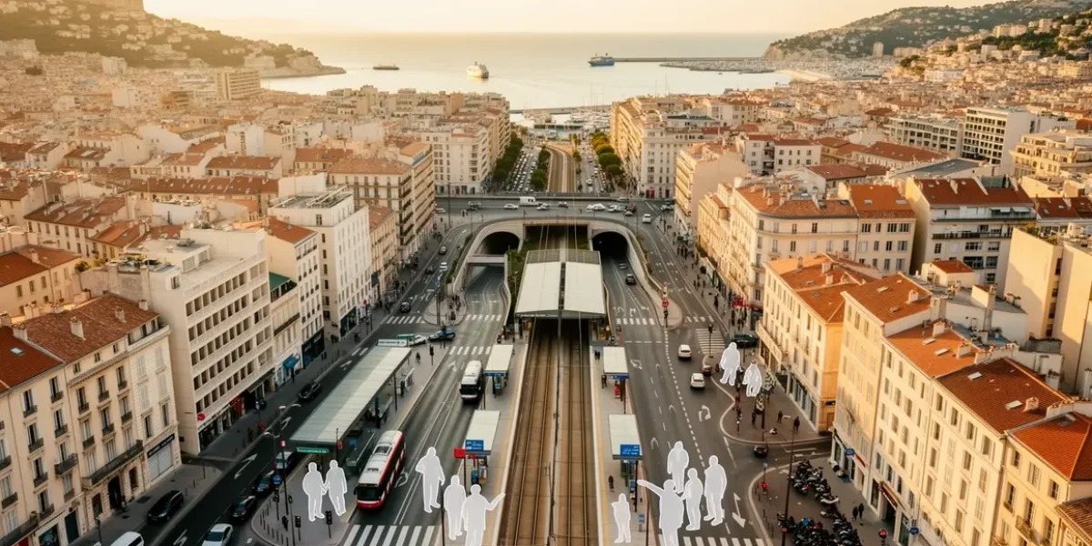 Panorama de Marseille illustrant routes et modes de transport