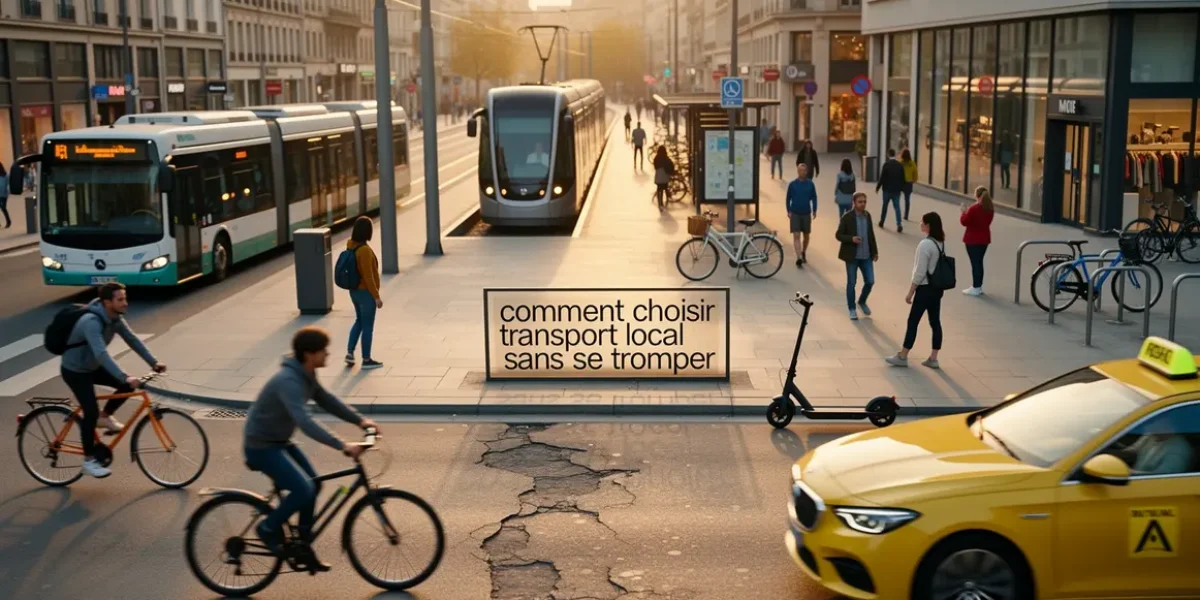 Scène de transports locaux urbains vers centre-ville