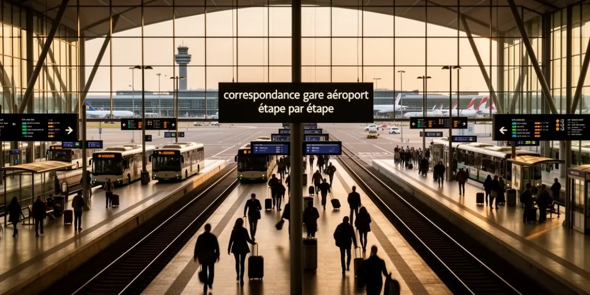 Correspondance gare aeroport étapes bus train navette