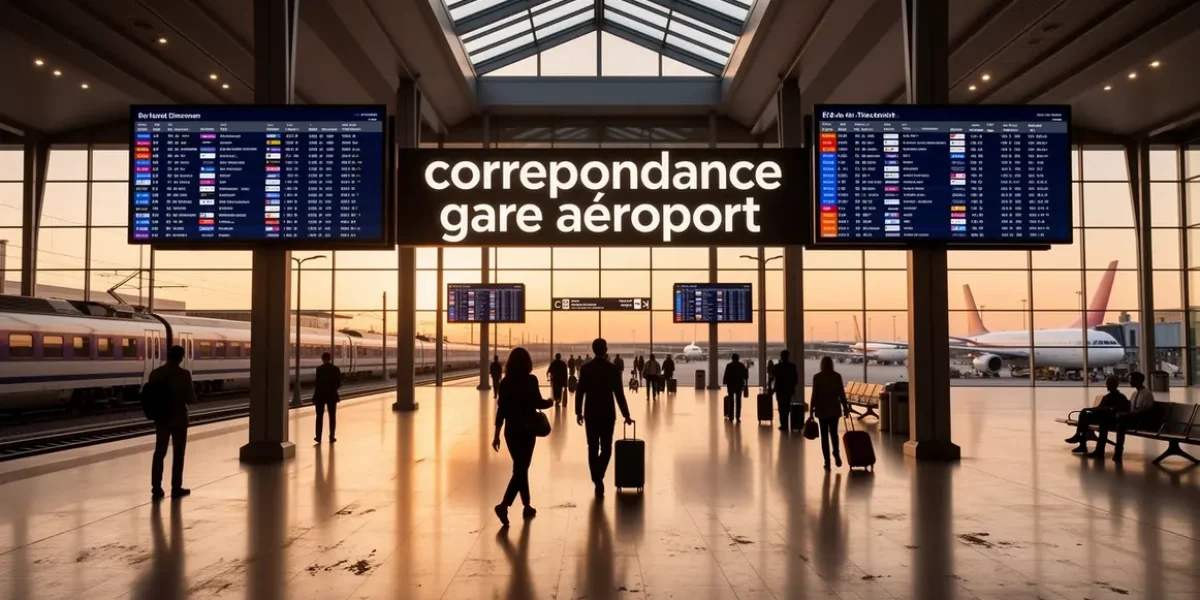 correspondance gare aéroport moderne avec trains et avions