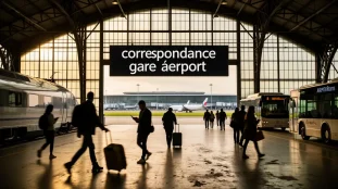 correspondance gare aeroport scene transports voyageurs