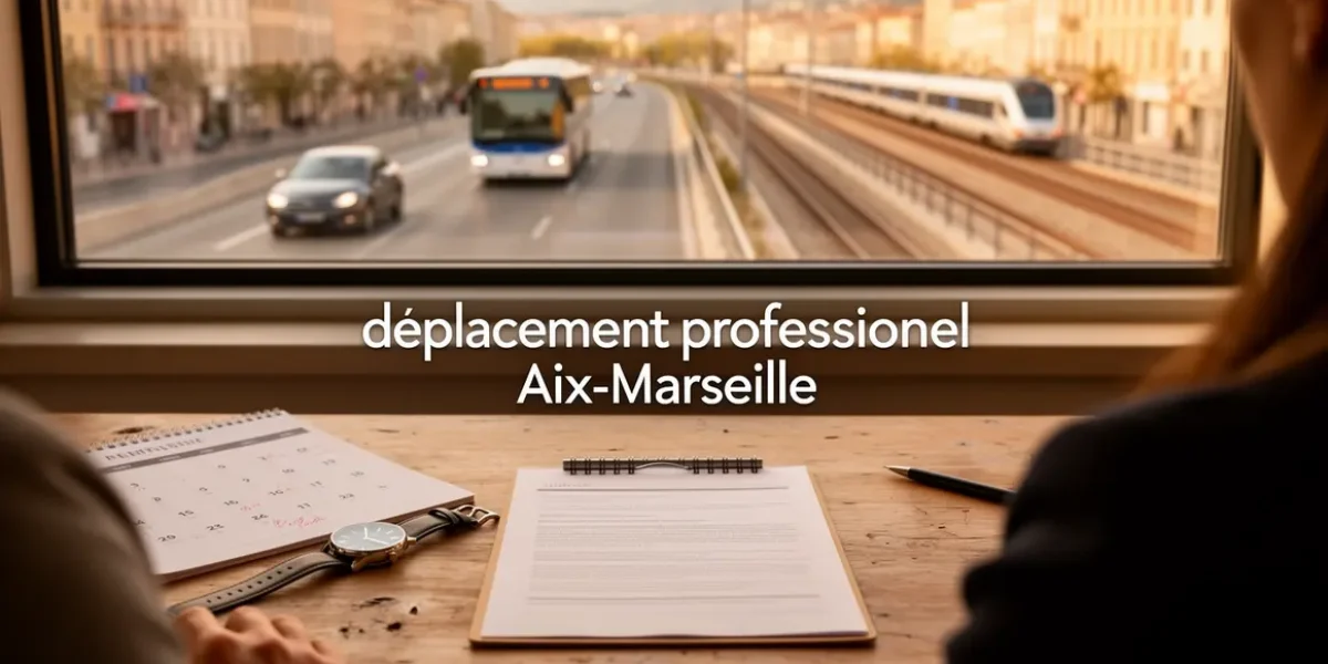 deplacement professionnel Aix Marseille silhouettes route voiture train bus