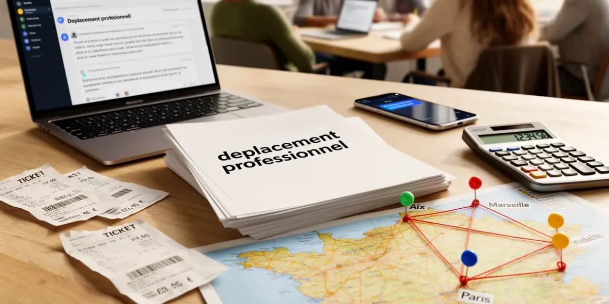 Planification déplacement professionnel avec carte France et postes de dépense