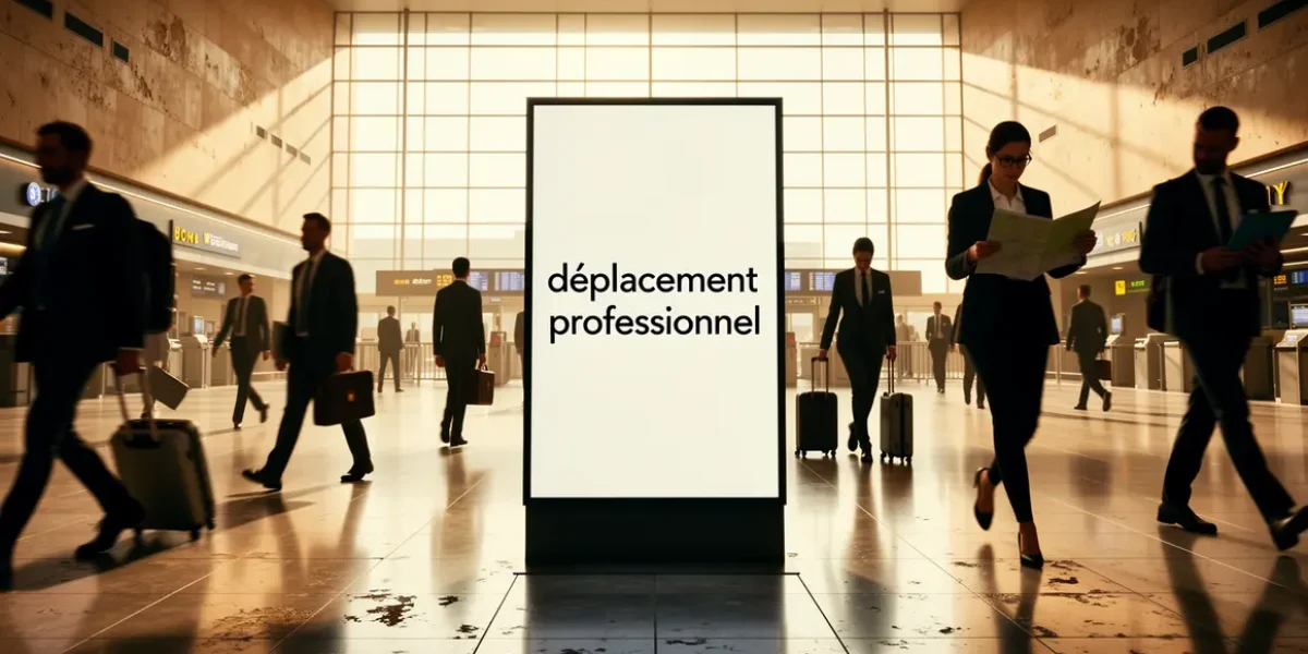 Scene dynamique deplacement professionnel hall aeroport ou gare