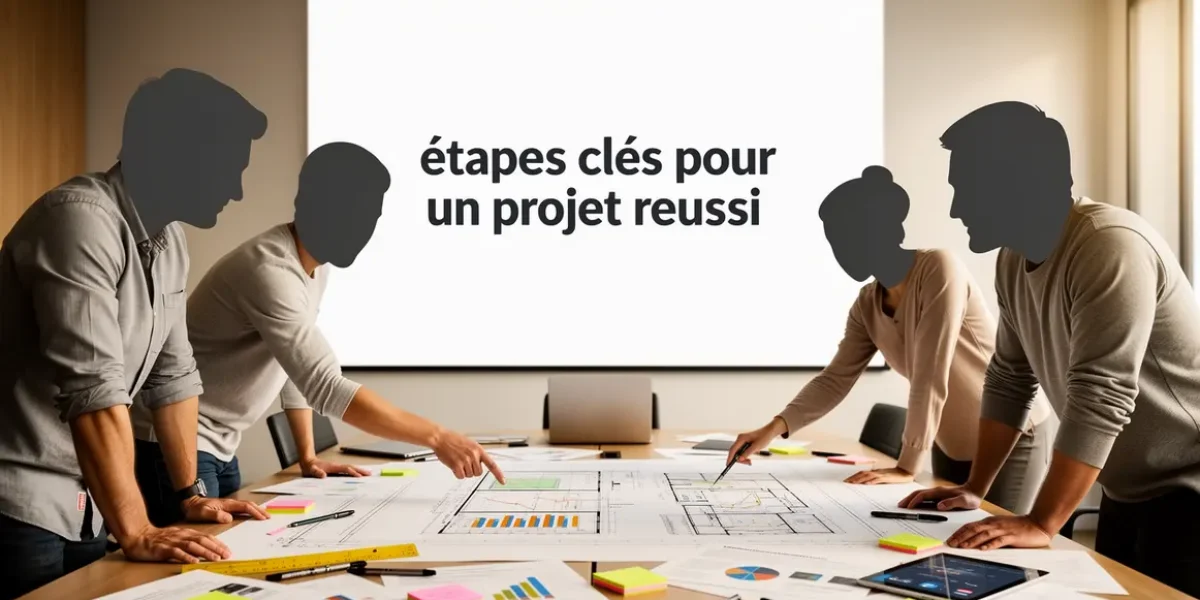 tableau mural avec plan de projet etapes cles
