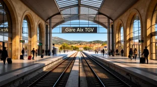 Vue moderne de la gare Aix TGV en Provence