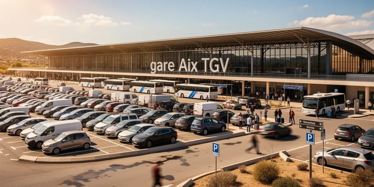 photo gare Aix TGV parking navettes voitures
