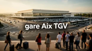vue gare aix tgv plateau voyageurs valises parkings