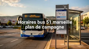 bus ligne 51 devant arrêt entre Marseille et Plan de Campagne