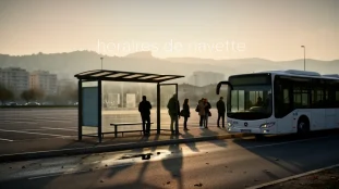 Arrêt de navette moderne Aix Marseille à l'aube