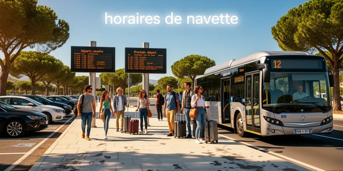 Arrêt navette moderne et voyageurs Aix Marseille