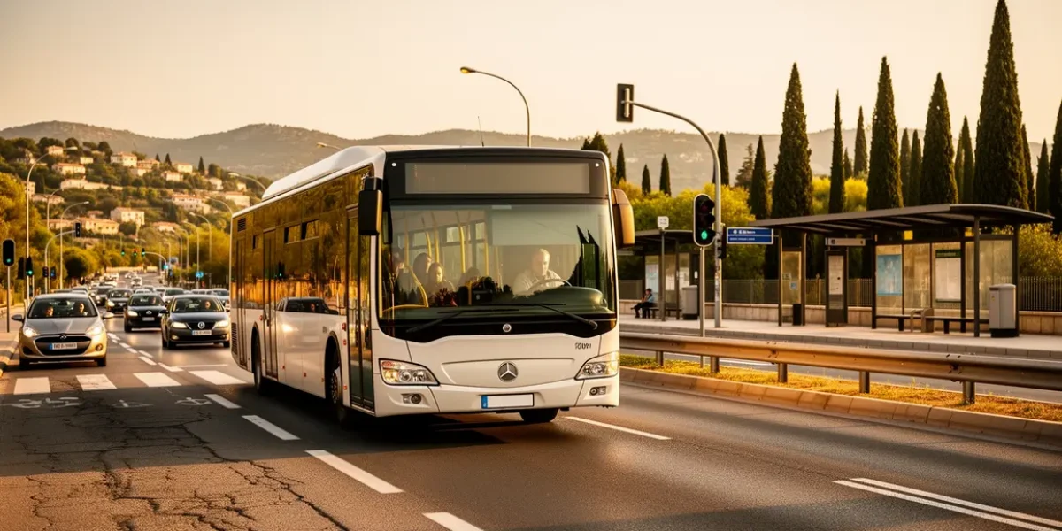 bus ligne 51 sur RN8 entre Marseille et Aix
