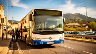 Bus ligne 51 Marseille Aix sur route urbaine RN8