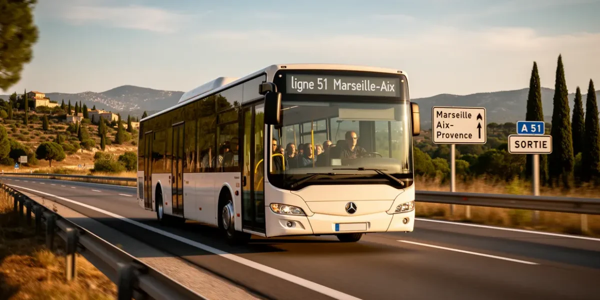 bus ligne 51 Marseille Aix sur route provençale