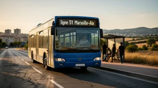 bus moderne ligne 51 Marseille Aix voyageurs route