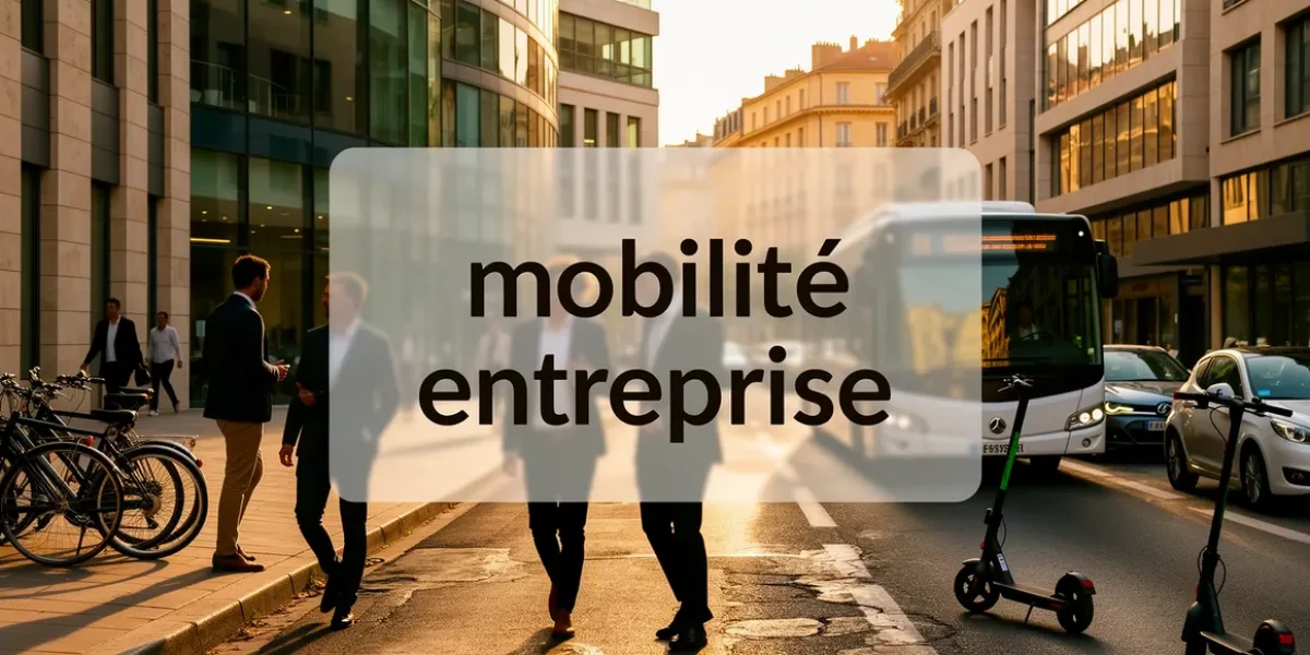 Scène mobilité entreprise Aix Marseille avec vélos, voitures, bus